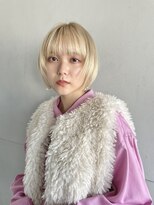 ルル 表参道(lulu.)&nbsp;ボブウルフ ミルクティーベージュ ブロンド フルバング【Riku