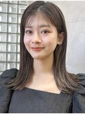 レイヤーボブ伸ばしかけヘアブリーチなしカラーフルバング