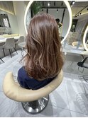 ★斜めバングミディアムヘアグレージュカラーシルキーベージュ★