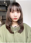 オリーブカラー透明感カラーウルフレイヤーロング_ba509893