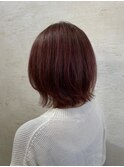 暖色赤系カラー愛されくびれショートボブ艶髪似合わせカット