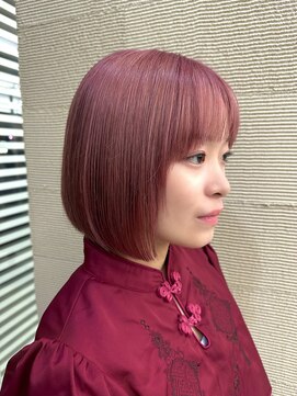 アウラ 小矢部店(AULA) ピンク×ボブ