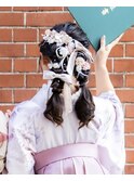 卒業式ヘア　袴ヘア　ヘアメ　ツインアレンジ　編み下ろし　大阪