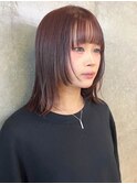 レイヤーカット　ラベンダーブラウン　外ハネミディアム