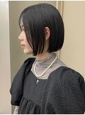 レイヤーボブ切りっぱなしボブラベンダーミルクティーベージュ