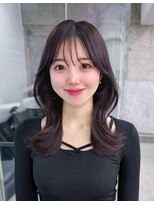 フィヴェント(Fivent)&nbsp;黒髪韓国小顔レイヤーイメチェン暗めオリーブグレークラゲヘアー