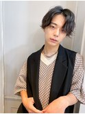 メンズセンターパートルーズパーマニュアンスパーマ