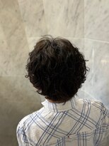 プラス アヴェダ(PLUS AVEDA)&nbsp;ブルー×グレーカラーのメンズパーマスタイル