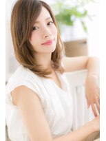 ミック ヘアアンドメイク アップ 駒込店(miq Hair&Make up) 縦長フォルムで小顔◎毛先カラー&かきあげ前髪ツヤ感セミディ