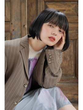 ソワンドブレス 阿倍野店(soin de brace) インナーオリーブカラーボブ