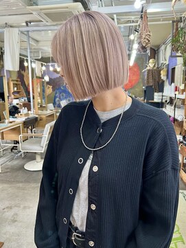 ユイマァル 倉敷店(YUIMARL) ぱつっとボブ×ペールピンク20代