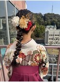 #卒業式 #ヘアアレンジ #編みおろし #水引 #金箔 #たまねぎ
