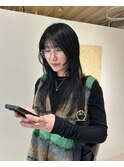 顔周りレイヤー／顔周りカット／ロングレイヤー／黒髪ロング