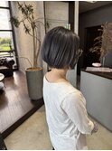 アッシュグレージュ/ボブ/前髪なし