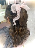 高め編み込みハーフポニー♪