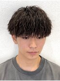 マッシュショートパーマリクルートビジネスツーブロック眉毛