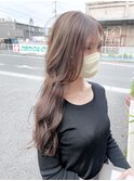 ロング巻き髪韓国風サイドショコラブラウンハイライト