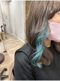 マーメイドグリーン×イヤリングカラー【TELAHAIR鎌ヶ谷】