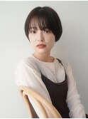 センターパートニュアンスパーマブルージュハンサムショート