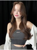 20代30代　韓国ヘア　ショコラグレージュカラー　ロング　美髪
