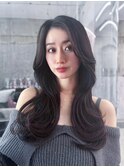 メルティカラー似合わせカットフェミニンロング韓国レイヤー