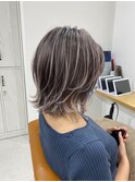 小顔ショートボブカラー大人ショートボブひし形ショートカット