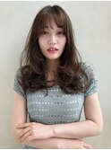 イメチェンレイヤーカット セミロング 美髪 グレージュ