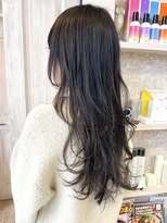 キャアリー(Caary)&nbsp;福山市Caaryレイヤーロング立体感無造作スーパーロング暗髪ヘア