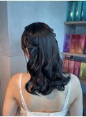 【ハーフツイン】結婚式銀座お団子カチモリタイトヘアセット