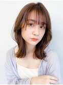 ブリーチなしグレージュ韓国風暗髪ミディアム透明感夏カラー