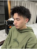 フェード×ツーブロック×ツイストスパイラルパーマ