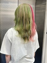 ホワイト 梅田(white) #ベージュ×ピンク×グリーンハイライト
