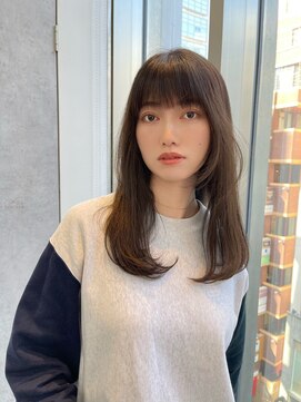 ナポ 八王子店(Napo) 顔まわりレイヤー/抜け感オリーブグレージュ。