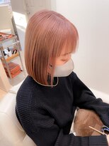 ロンド(ROND) ピンクベージュが映える前髪ありぱっつんミニボブ♪