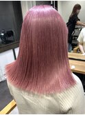 ダブルカラーピンクベージュベージュカラーケアブリーチレイヤー