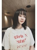 フェイスレイヤーミディアムウルフ暗髪美髪