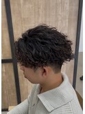 刈り上げツーブロックツイストスパイラルパーマメンズマッシュ