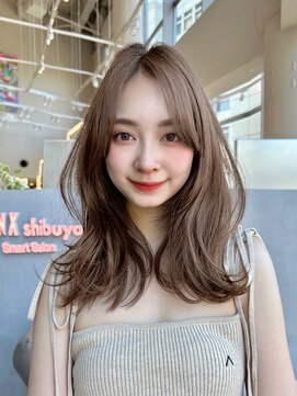ミンクス渋谷スマートサロン(MINX shibuya smart salon) 韓国くびれミディアムレイヤーマロンベージュ