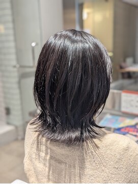 オーガニック リブ 川越(organic+live) 20代30代かわいい切りっぱなしくびれボブ