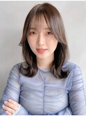 エアリーカールくびれヘア薄めバング小顔カットサイドバング