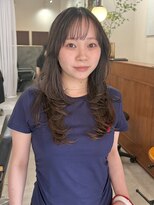 エラ(Ella)&nbsp;顔まわりレイヤー/シースルーバング/グレージュ/韓国風ロング