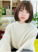 前下がり黒髪アッシュオリーブナチュラルボブa志木20代30代40代