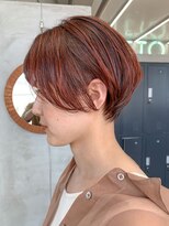 テトヘアー(teto hair) ショートボブ、丸みショート、オレンジベージュ、耳掛け