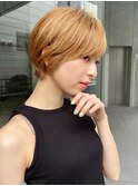 耳掛けひし形ショート/白髪ぼかしハイライト/表参道/40代50代