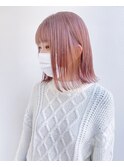 切りっぱなしbob×pink beige