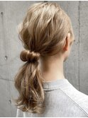 ◯ポニーテールシニヨン編み込み着物ドレスヘアハープアップ