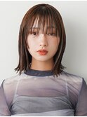 ブラウンカラー×シースルーバング
