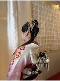 成人式　ヘアセット　シニョン