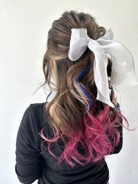 フォーク FOLK 【FOLK】毛先カラー☆似合わせゆる巻きハーフアップ♪