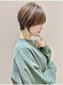 襟足短め丸みショート/前髪あり